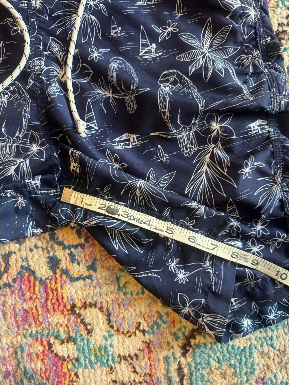 Goodfellow & Co Men’s Navy Blue Tropical Patterned 8” Board Shorts Swim Trunks